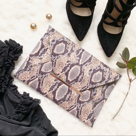 BCBGMaxAzria Snakeskin Envelope Clutch - Picture 2 of 7